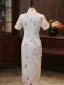 Chinese style White Butterfly Embroidered Cheongsam 2026 Trumpet / Mermaid High Neck Short Sleeve Tea-length