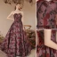 Chic / Beautiful Burgundy Rose Prom Dresses 2023 A-Line / Princess Strapless Sleeveless Backless Floor-Length / Long Prom Formal Dresses
