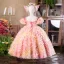 Flower Fairy Blushing Pink Appliques Birthday Flower Girl Dresses 2025 Ball Gown Pearl Spaghetti Straps Puffy Short Sleeve Backless Floor-Length / Long