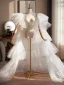 Charmant Blanche Fait main Volants en Cascade Tulle Soirée châle 2026