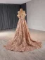 Luxus / Herrlich Glitzernden Gold Perlenstickerei Pailletten Gespaltete Front Ballkleider 2024 Ballkleid Bandeau Ärmellos Rückenfreies Hof-Schleppe Ball Festliche Kleider