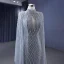High-end Grey Handmade  Beading Sequins Evening Dresses 2023 Trumpet / Mermaid High Neck Long Sleeve Floor-Length / Long Evening Party Formal Dresses
