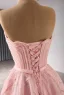 High End Rosa Handgefertigt Perlenstickerei Pailletten Ballkleider 2024 Ballkleid Bandeau Ärmellos Rückenfreies Lange Ball Festliche Kleider