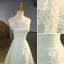 Sexy Sage Green Lace Flower Evening Dresses 2023 A-Line / Princess Organza Strapless Sleeveless Backless Floor-Length / Long Evening Party Formal Dresses