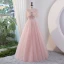 Charmant Rougissant Rose Perlage Noeud Paillettes Robe De Bal 2023 Robe Boule V-Cou Manches Courtes Dos Nu Longue Promo Robe De Ceremonie