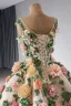 High End Blumenfee Champagner Spitze Blumen Applikationen Ballkleider 2024 Ballkleid Rundhalsausschnitt Ärmellos Rückenfreies Kathedrale Schleppe Ball Festliche Kleider