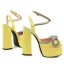 Inhabituel Bleu Ciel Cocktail Satin Sandales Femme 2022 Bride Cheville Faux Diamant Noeud 14 cm Talons Épais Pied Carré Sandales Talons Hauts