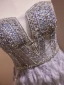 High End Charmant Grau Handgefertigt Perlenstickerei Perle Pailletten Feder Abendkleider 2024 Meerjungfrau Bandeau Ärmellos Rückenfreies Sweep / Pinsel Zug Strand