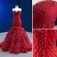 High-end Sexy Red Beading Rhinestone Sequins Feather Evening Dresses 2022 Trumpet / Mermaid Strapless Sleeveless Backless Court Train Evening Party