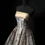 Charming Champagne Gold Printing Prom Dresses 2024 A-Line / Princess Strapless Sleeveless Backless Floor-Length / Long Prom Formal Dresses