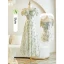 Chic / Beautiful Sage Green Flower Bridesmaid Dresses 2023 A-Line / Princess Puffy Short Sleeve Backless Tea-length Bridesmaid Dresses