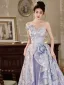 Mode Lavendel Glanz Applikationen Ballkleider 2025 A Linie Off Shoulder Ärmellos Rückenfreies Sweep / Pinsel Zug Ball Festliche Kleider
