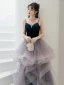 Fashion Navy Blue Cascading Ruffles Prom Dresses 2022 Ball Gown Spaghetti Straps Sleeveless Backless Floor-Length / Long Formal Dresses