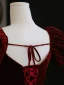 Élégant Bordeaux Paillettes Robe De Bal 2023 Princesse Bretelles Spaghetti Gonflée Manches Courtes Noeud Ceinture Dos Nu Longue Robe De Ceremonie
