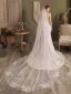 Vintage / Retro White Handmade  Lace Flower Sweep Train 2 m Wedding Veils 2025