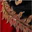 Ethnic Burgundy Phoenix Embroidered Sequins Prom Dresses 2025 A-Line / Princess V-Neck 1/2 Sleeves Backless Floor-Length / Long Prom Formal Dresses