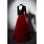 Ethnic Burgundy Phoenix Embroidered Sequins Prom Dresses 2025 A-Line / Princess V-Neck 1/2 Sleeves Backless Floor-Length / Long Prom Formal Dresses