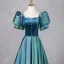 Vintage / Retro Green Prom Dresses 2024 A-Line / Princess Square Neckline Puffy Short Sleeve Backless Floor-Length / Long Prom Formal Dresses