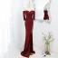 Scintillantes Sexy Bordeaux Paillettes Robe De Soirée 2022 Trompette / Sirène De l'épaule Manches Courtes Dos Nu Longue Robe De Ceremonie