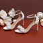 Sexy White Pearl Lace Flower Wedding Shoes 2023 Ankle Strap 9 cm Stiletto Heels Open / Peep Toe Wedding Sandals High Heels