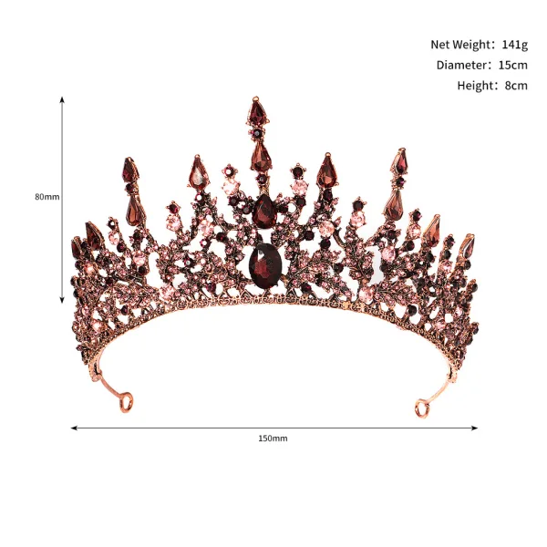Vintage / Retro Rose Gold Crystal Rhinestone Wedding Tiara Bridal Hair Accessories Alloy 2022