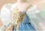 Elegant Sky Blue Beading Pearl Sequins Birthday Flower Girl Dresses 2024 Ball Gown Scoop Neck Puffy Short Sleeve Backless Sweep Train Tulle