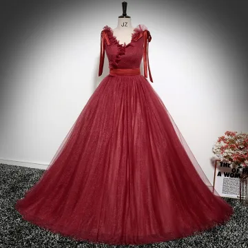 Chic Beautiful Burgundy Floor Length Long Prom Dresses 2024 Ball Gown V Neck Sleeveless Backless Prom Formal Dresses