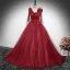 Chic / Beautiful Burgundy Floor-Length / Long Prom Dresses 2024 Ball Gown V-Neck Sleeveless Backless Prom Formal Dresses