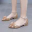Charming Gold Rhinestone Flat Wedding Shoes 2024 Ankle Strap Pointed Toe Wedding Sandals
