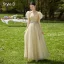 Simple Vert Cendré Robe Demoiselle D'honneur 2022 Princesse Demoiselle D'honneur De l'épaule Manches Courtes Dos Nu Noeud Ceinture Longue Robe Pour Mariage