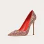 Sexy Multifarben Pailletten Leder Rot Brautschuhe 2023 10 cm Stilettos Spitzschuh Hochzeit Pumps Hochhackige