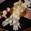 Simple Fait main Jaune Appliques Mariage Gants Mariage 2026 Tulle