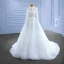 High-end White Beading Lace Flower Wedding Dresses 2022 Ball Gown High Neck Long Sleeve Backless Floor-Length / Long Wedding