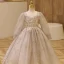 Sparkly Gold Beading Star Sequins Birthday Flower Girl Dresses 2023 Ball Gown Square Neckline 3/4 Sleeve Backless Floor-Length / Long Flower Girl Dresses
