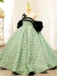 Elegant Sage Green Floral Birthday Flower Girl Dresses 2024 Ball Gown Strapless Bow Rhinestone Short Sleeve Backless Floor-Length / Long