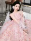 Charming Candy Pink Appliques Prom Dresses 2024 Ball Gown Strapless Sleeveless Backless Floor-Length / Long Prom Formal Dresses