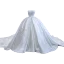 High-end Ivory Satin Lace Flower Wedding Dresses 2023 Ball Gown Strapless Sleeveless Backless Royal Train Wedding