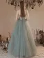 Charming Sage Green Prom Dresses 2022 A-Line / Princess Spaghetti Straps Sleeveless Backless Beading Floor-Length / Long Prom Formal Dresses