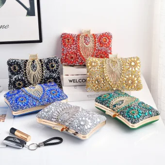 Fashion Black Rhinestone Sequins Evening Party Clutch Bags 2023
