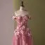 Chic / Beautiful Blushing Pink Pearl Appliques Prom Dresses 2024 A-Line / Princess Off-The-Shoulder Sleeveless Backless Floor-Length / Long Prom Formal Dresses