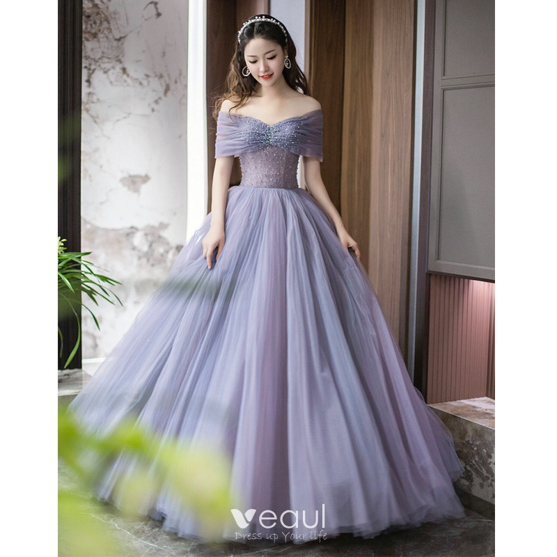 lavender homecoming dresses 2023 ZAPAKA Women Lavender Off the Shoulder Homecoming Dress with Ruffles Corset A Line Short Prom Dress with Embroidery, Lavender / US14