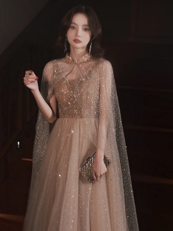 fitted lace wedding dress Dainty A-Line Party Dress | Women High-Low Chiffon Sequin Dresses main image 0