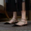Fashion Beige Evening Party Leather Womens Shoes 2022 T-Strap Rivet 4 cm Thick Heels Low Heel Pointed Toe Womens Shoes High Heels