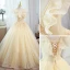Charming Champagne Beading Sequins Prom Dresses 2022 Ball Gown V-Neck Sleeveless Backless Floor-Length / Long Prom Formal Dresses