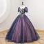 Vintage / Originale Bleu Marine Paillettes Robe De Bal 2022 Robe Boule Encolure Dégagée Manches Courtes Dos Nu Longue Promo Robe De Ceremonie