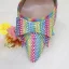 Charming Multi-Colors Rainbow Rhinestone Bow Womens Sandals Clutch Bags 2023 8 cm Stiletto Heels Evening Party Pointed Toe Sandals High Heels Clutch Bags