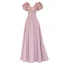 Elegant Blushing Pink Prom Dresses 2022 A-Line / Princess V-Neck Beading Pearl Sequins Puffy Short Sleeve Backless Floor-Length / Long Prom Formal Dresses