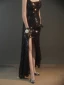 Chic / Beautiful Navy Blue Rhinestone Evening Party Pumps 2024 Leather 10 cm Stiletto Heels Pointed Toe Pumps High Heels