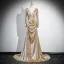 Scintillantes Doré Faux Diamant Paillettes Robe De Soirée 2025 Trompette / Sirène V-Cou Manches Longues Dos Nu Longue Soirée Robe De Ceremonie