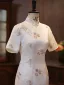 Chinese style White Butterfly Embroidered Cheongsam 2026 Trumpet / Mermaid High Neck Short Sleeve Tea-length